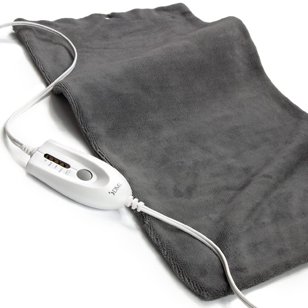 DMI heating pad front cover showing a large pad for back and hip comfort.
