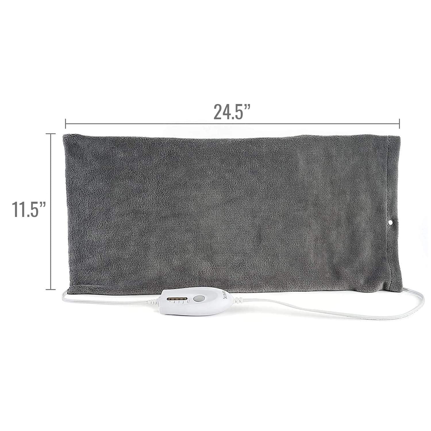 DMI heating pad in use on back for targeted relief.