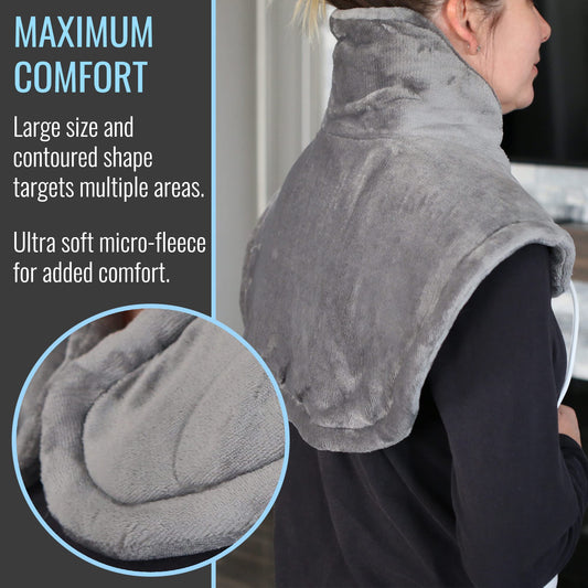 DMI heating pad back wrap showing full-length comfort for back relief.