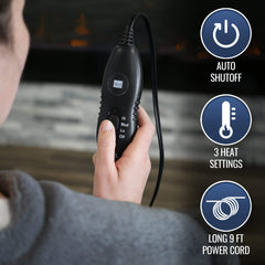 Three heat settings on the DMI XL Plush heating pad allow personalized comfort.