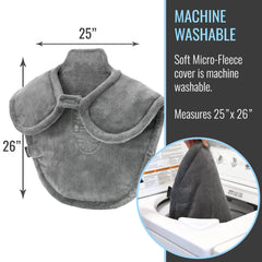 Dimensions 25 by 26 inches provide broad shoulder and upper-back coverage.