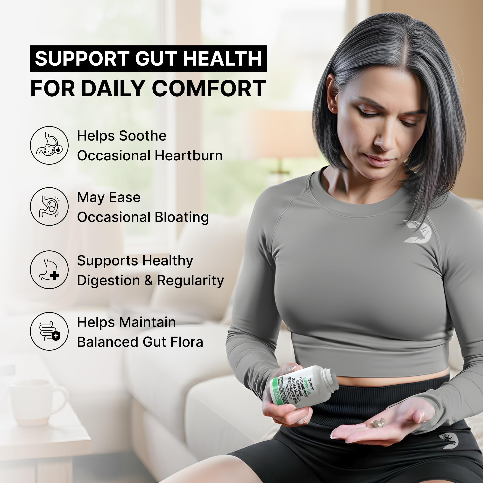 DMoose Fitness Slippery Elm Bark ingredients graphic illustrates 16-in-1 formulation