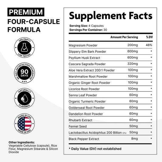 DMoose Fitness Slippery Elm Bark label close-up shows dosage and quality