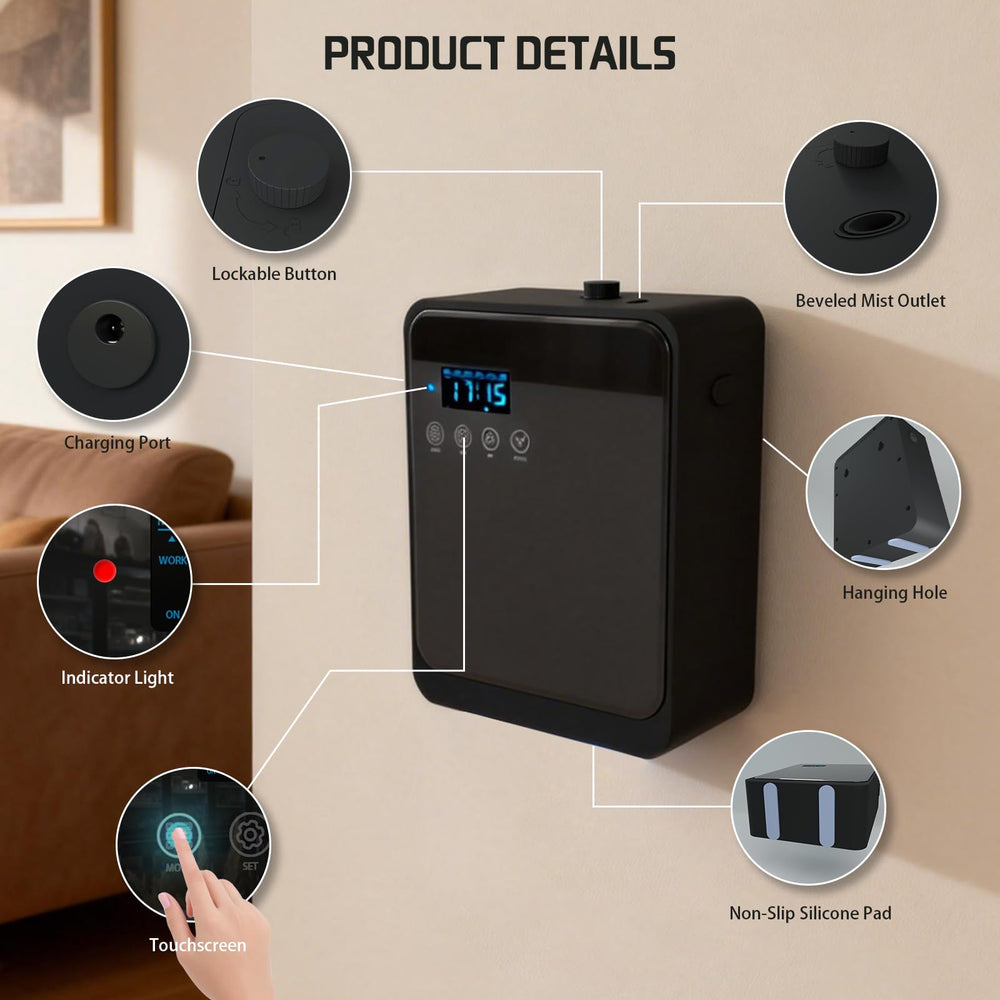 DMPWNEBL waterless diffuser app control screen demonstrates remote scent customization