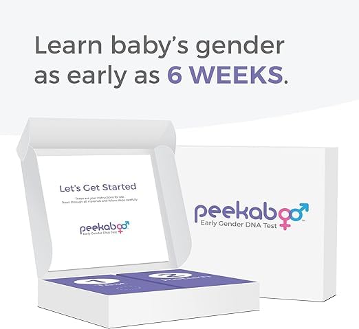 DNA Diagnostics Center Peekaboo at-home sample collection scene, convenient early gender testing.