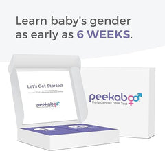DNA Diagnostics Center Peekaboo at-home sample collection scene, convenient early gender testing.