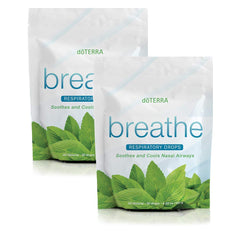 doTERRA Breathe respiratory drops in a two-pack jar for on-the-go respiratory comfort