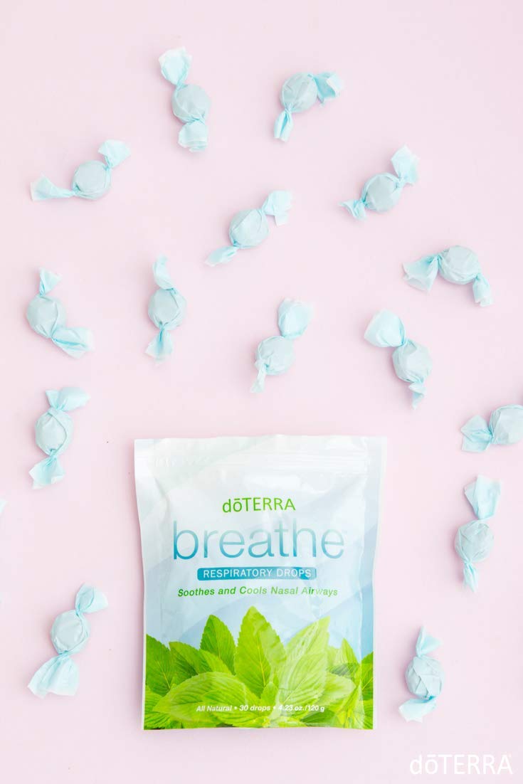 Two-pack of doTERRA Breathe drops displayed on a table