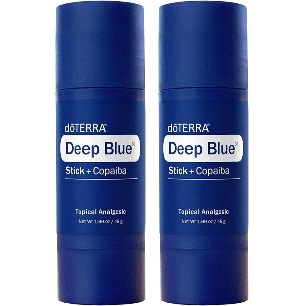 The doTERRA Deep Blue Stick 2-pack front view highlights portable soothing for on-the-go use.