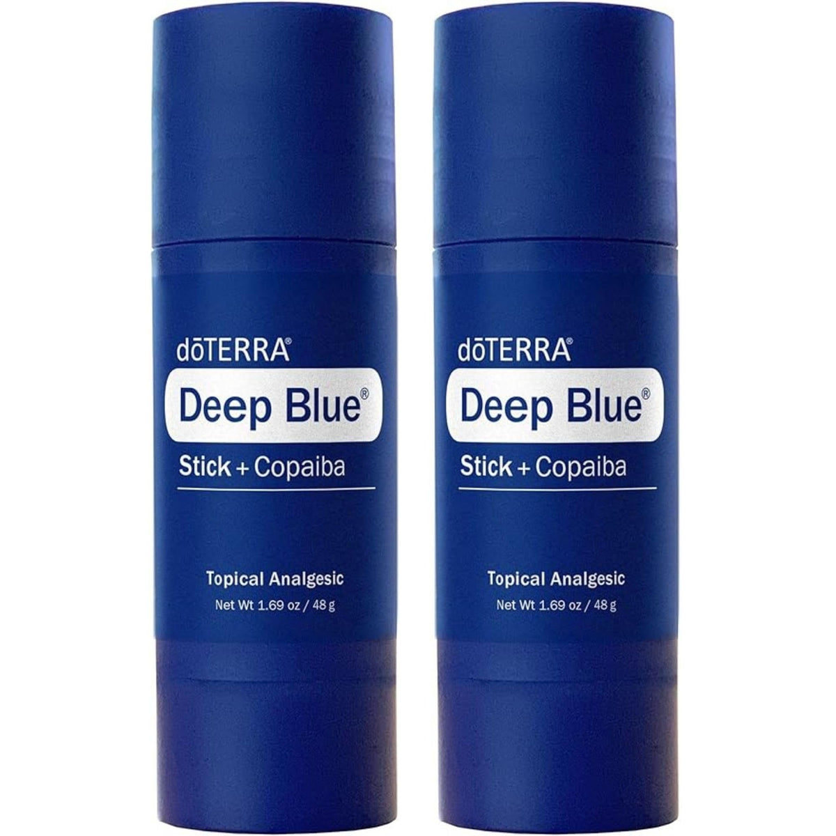 The doTERRA Deep Blue Stick 2-pack front view highlights portable soothing for on-the-go use.