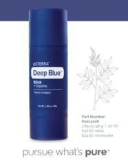 doTERRA Deep Blue Stick emollients close-up emphasizes skin-softening, non-greasy feel.