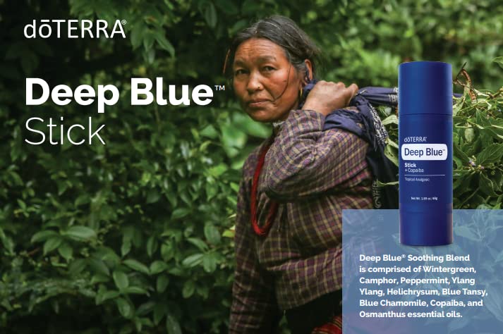 doTERRA Deep Blue Stick packaging display for consumer clarity and easy shopping.
