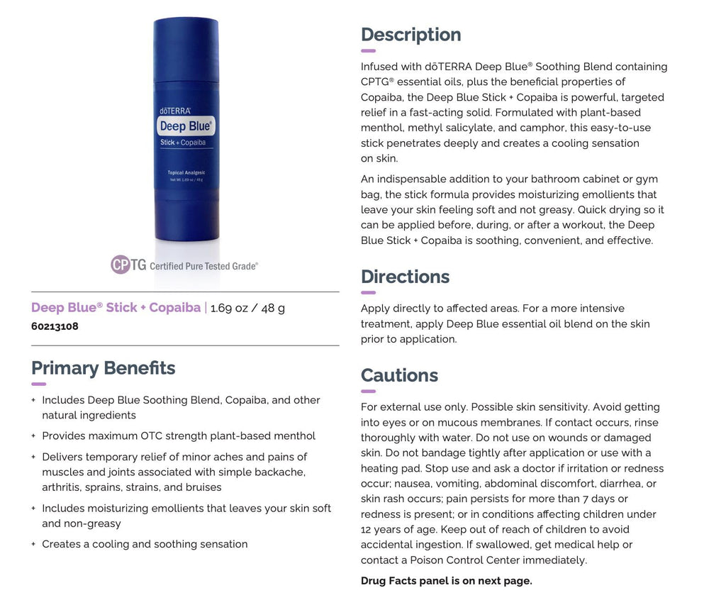 doTERRA Deep Blue Stick travel kit-ready image for on-demand comfort.