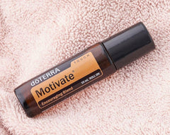 doTERRA Motivate Touch label detail highlighting peppermint and citrus notes