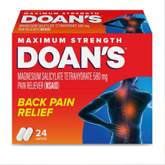 Doans extra-strength pain reliever bottle front, easy-to-use analgesic for temporary relief