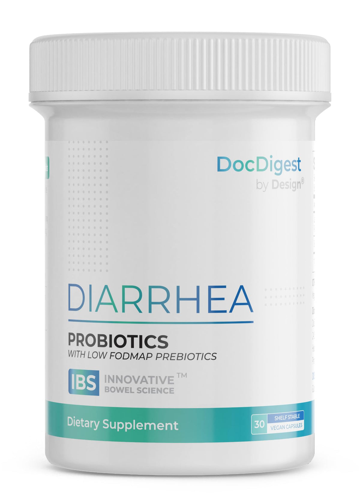 DocDigest Balance bottle pour demonstrates easy daily probiotic use for IBS-D support.