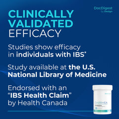 DocDigest probiotic capsules closeup highlighting helpful strains for gut function.