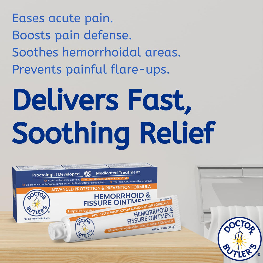 Doctor Butler's Advanced Hemorrhoid Ointment lidocaine cream seen for fast numb relief.
