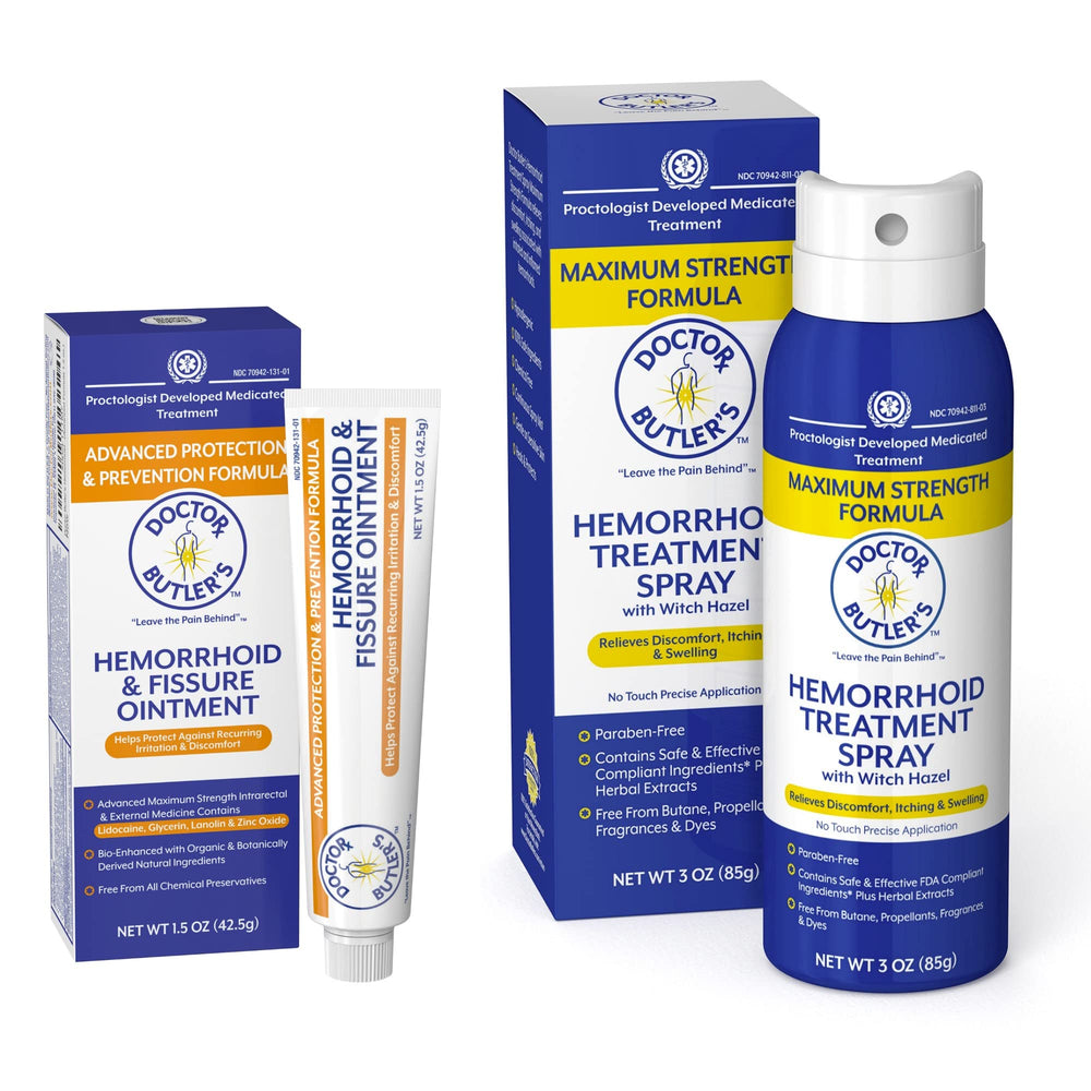 Doctor Butler's hemorrhoid ointment tube with lidocaine for fast, targeted relief