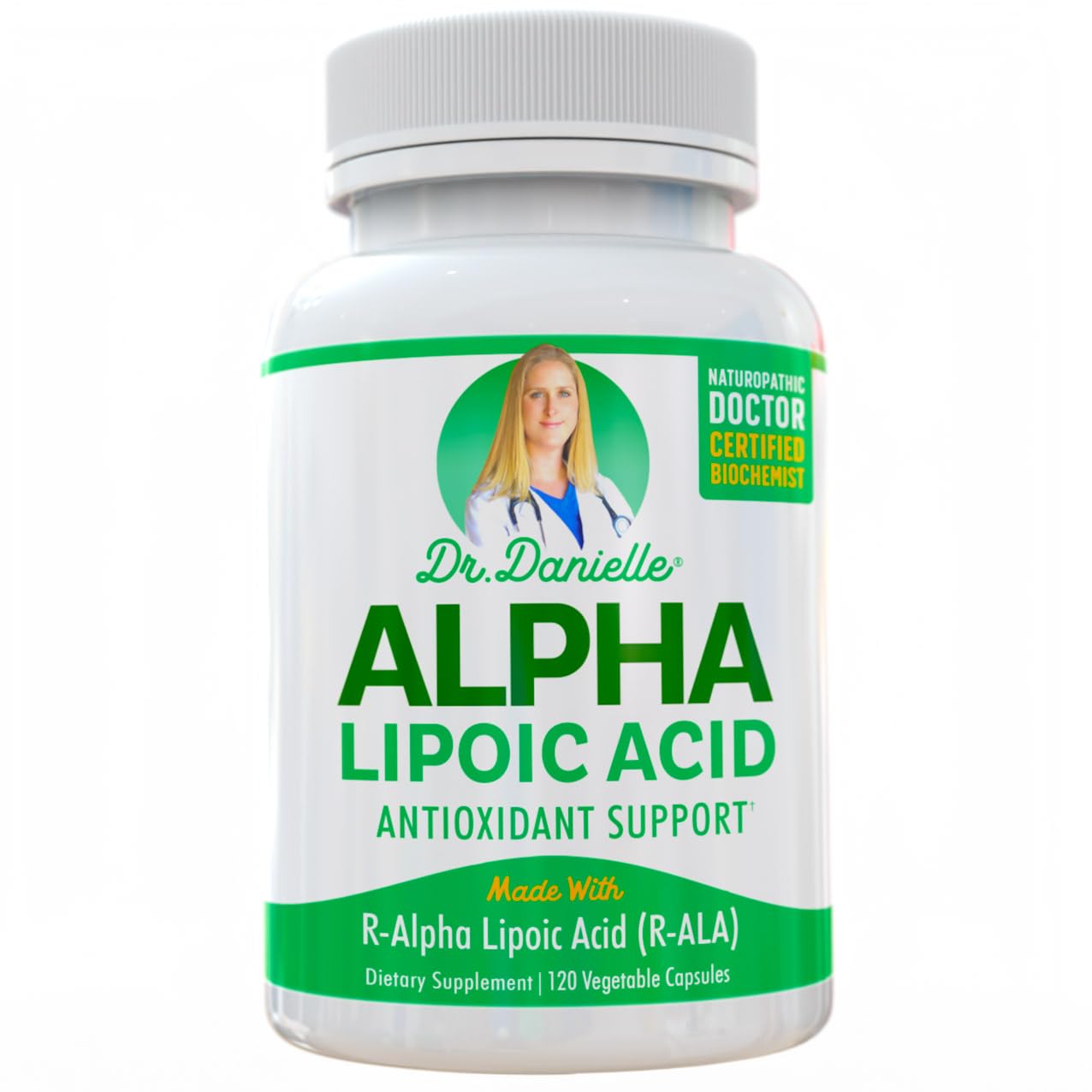 Doctor Danielle Alpha-Lipoic Acid R-ALA bottle for daily wellness.