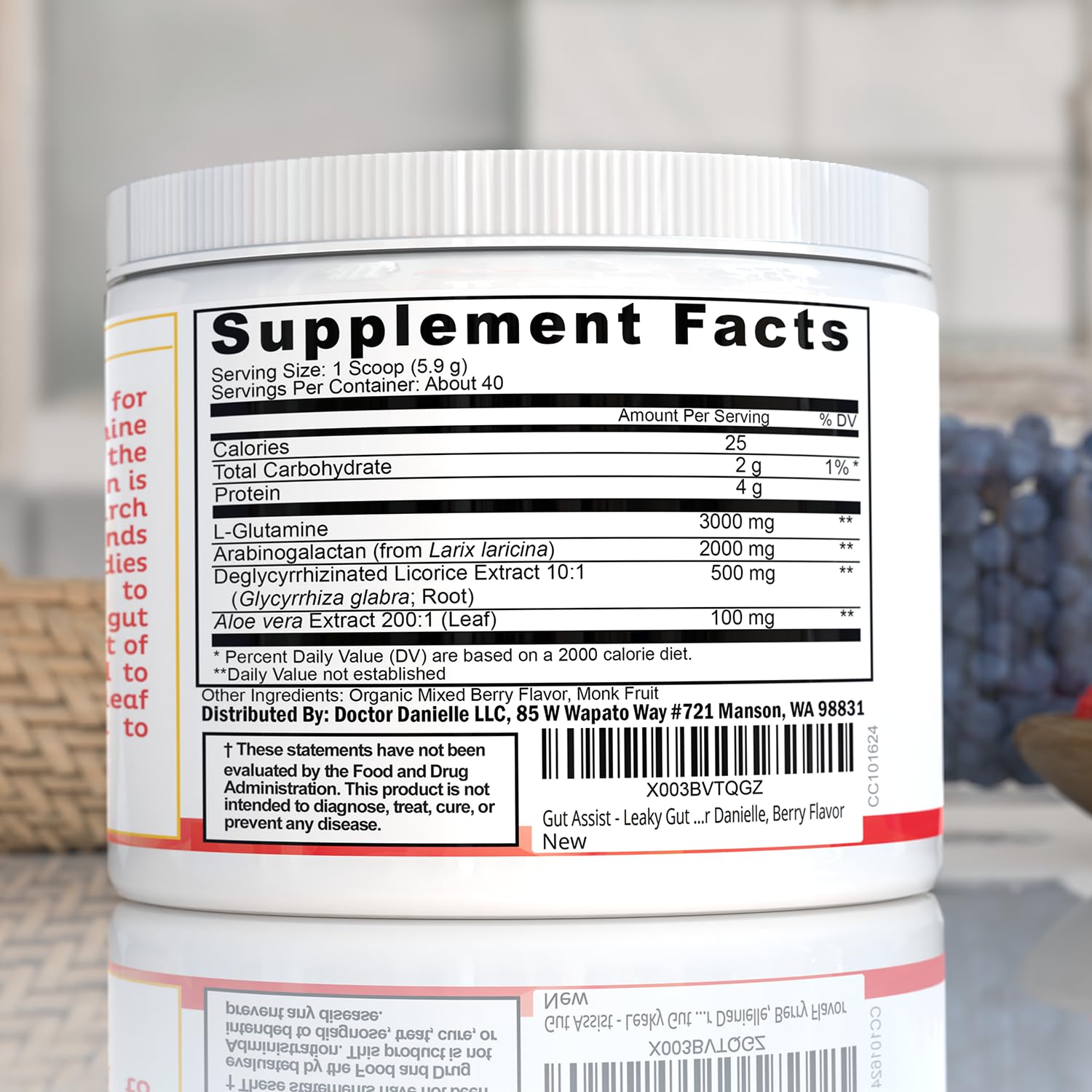 Doctor Danielle Leaky Gut Powder daily-use scene suggests convenient routine integration