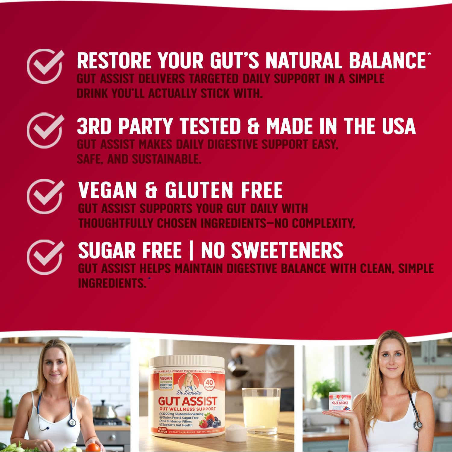 Doctor Danielle Leaky Gut Powder mixed-in-liquid demonstrates versatile beverage use