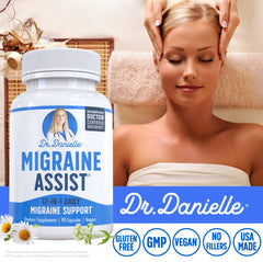 Doctor Danielle Migraine Assist capsules ready for daily wellness routine.