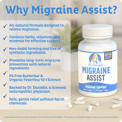 Doctor Danielle Migraine Assist label closeup highlights magnesium and key ingredients.