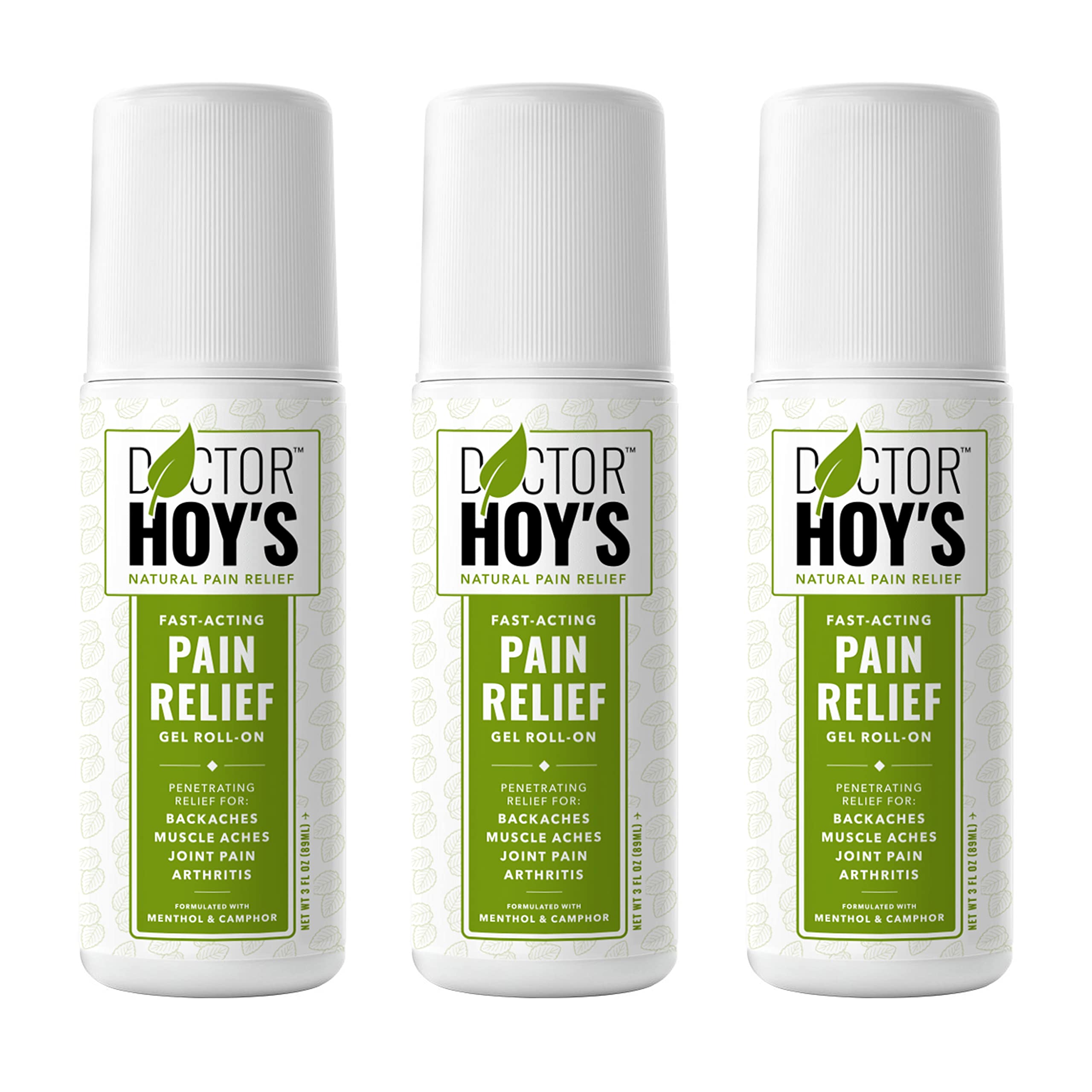 Doctor Hoy's Natural Pain Relief Gel bottle close-up highlighting fast absorption