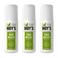 Doctor Hoy's Natural Pain Relief Gel bottle close-up highlighting fast absorption