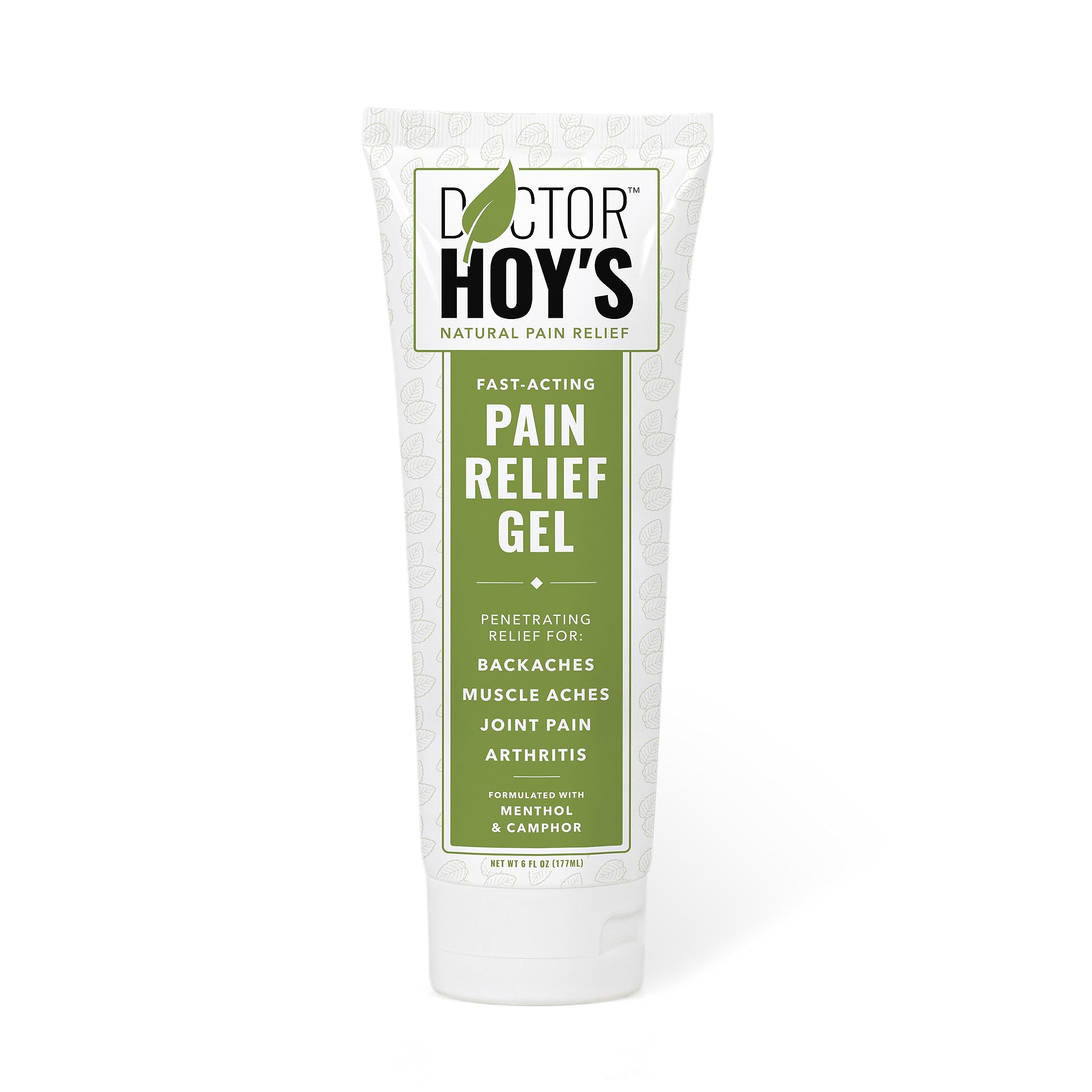 Doctor Hoy's Natural Pain Relief Gel bottle showing quick absorption for targeted relief.
