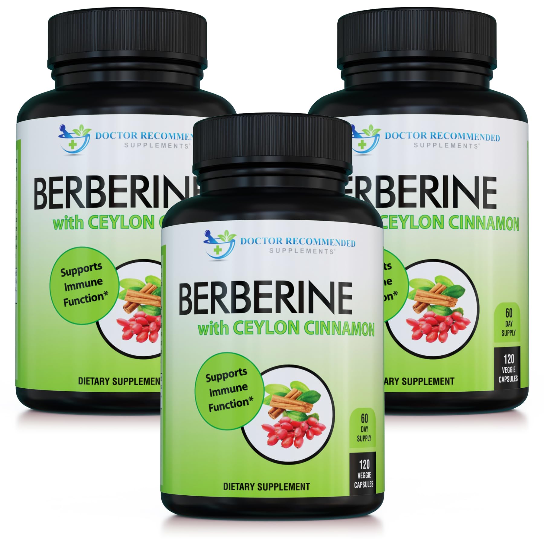 Doctor Recommended Supplements Berberine Cinnamon bottle with 60-day supply for daily use