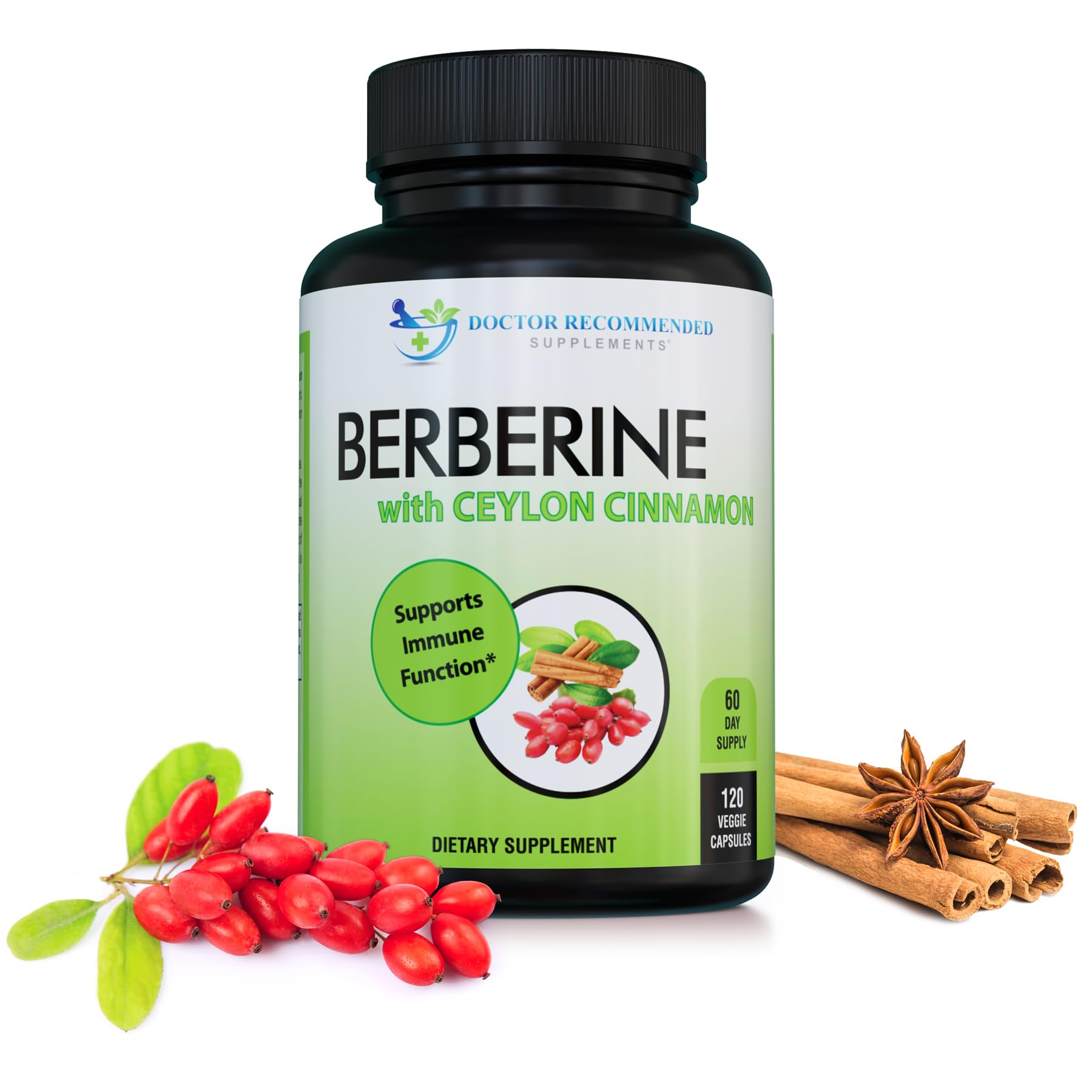 DOCTOR RECOMMENDED SUPPLEMENTS Berberine with Ceylon Cinnamon bottle for daily metabolic support