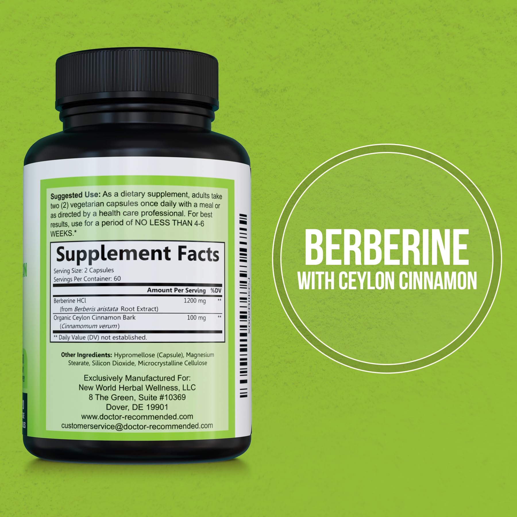 DOCTOR RECOMMENDED SUPPLEMENTS Berberine with Ceylon Cinnamon capsules ready for everyday immune and gut wellness