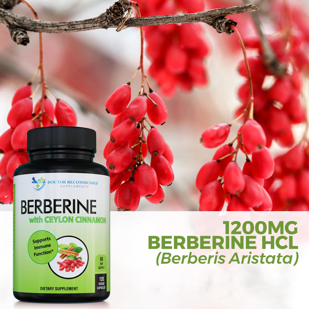 DOCTOR RECOMMENDED SUPPLEMENTS Berberine with Ceylon Cinnamon packaging supports convenient daily use
