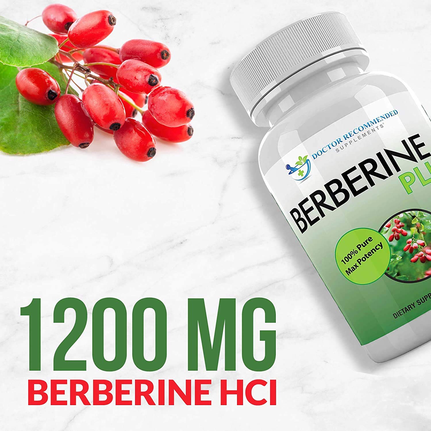 DOCTOR RECOMMENDED SUPPLEMENTS Berberine Plus capsules closeup emphasizes vegetarian capsules and purity.
