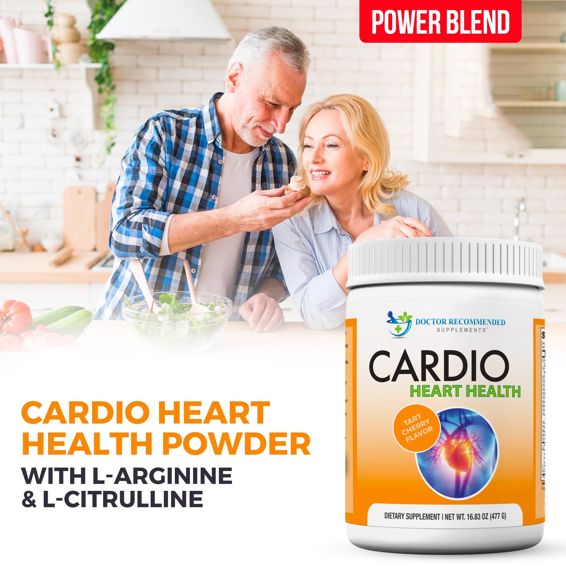 DOCTOR RECOMMENDED SUPPLEMENTS Cardio Heart Health scoop close-up ready for daily mixing