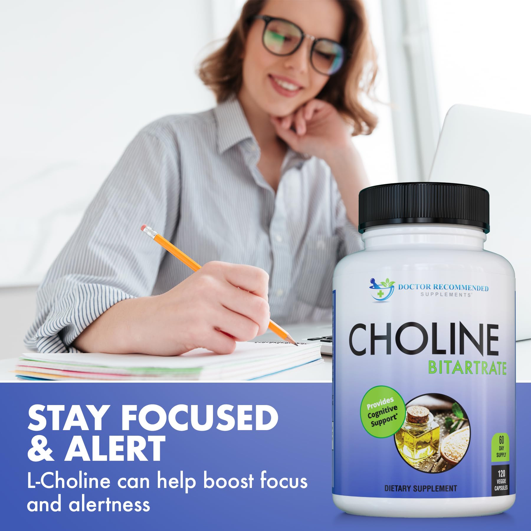 DOCTOR RECOMMENDED SUPPLEMENTS Choline ingredients label showing transparent formulation