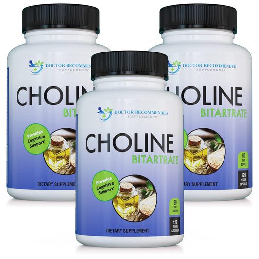 DOCTOR RECOMMENDED SUPPLEMENTS Premium Choline 500 mg bottle for daily cognitive support