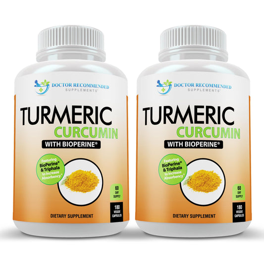 DOCTOR RECOMMENDED SUPPLEMENTS Turmeric bottle front view for daily wellness support