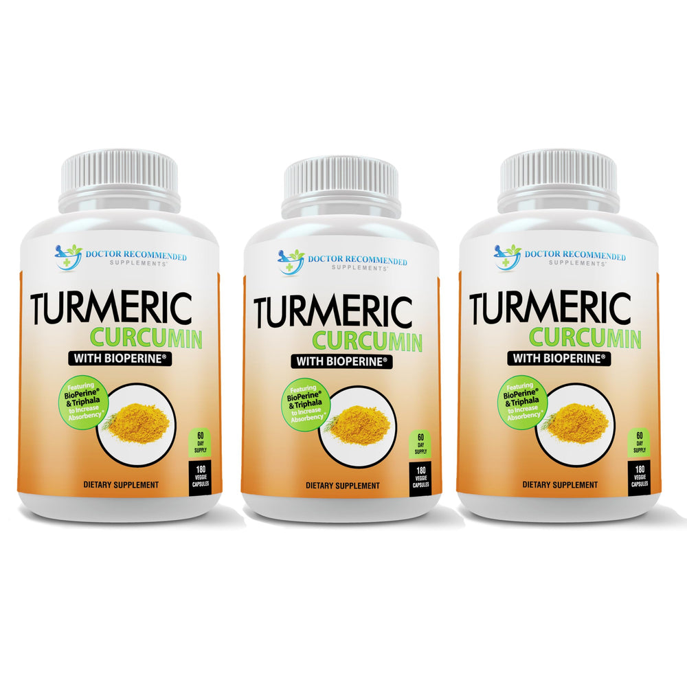 DOCTOR RECOMMENDED SUPPLEMENTS turmeric curcumin bottle front view highlighting high potency