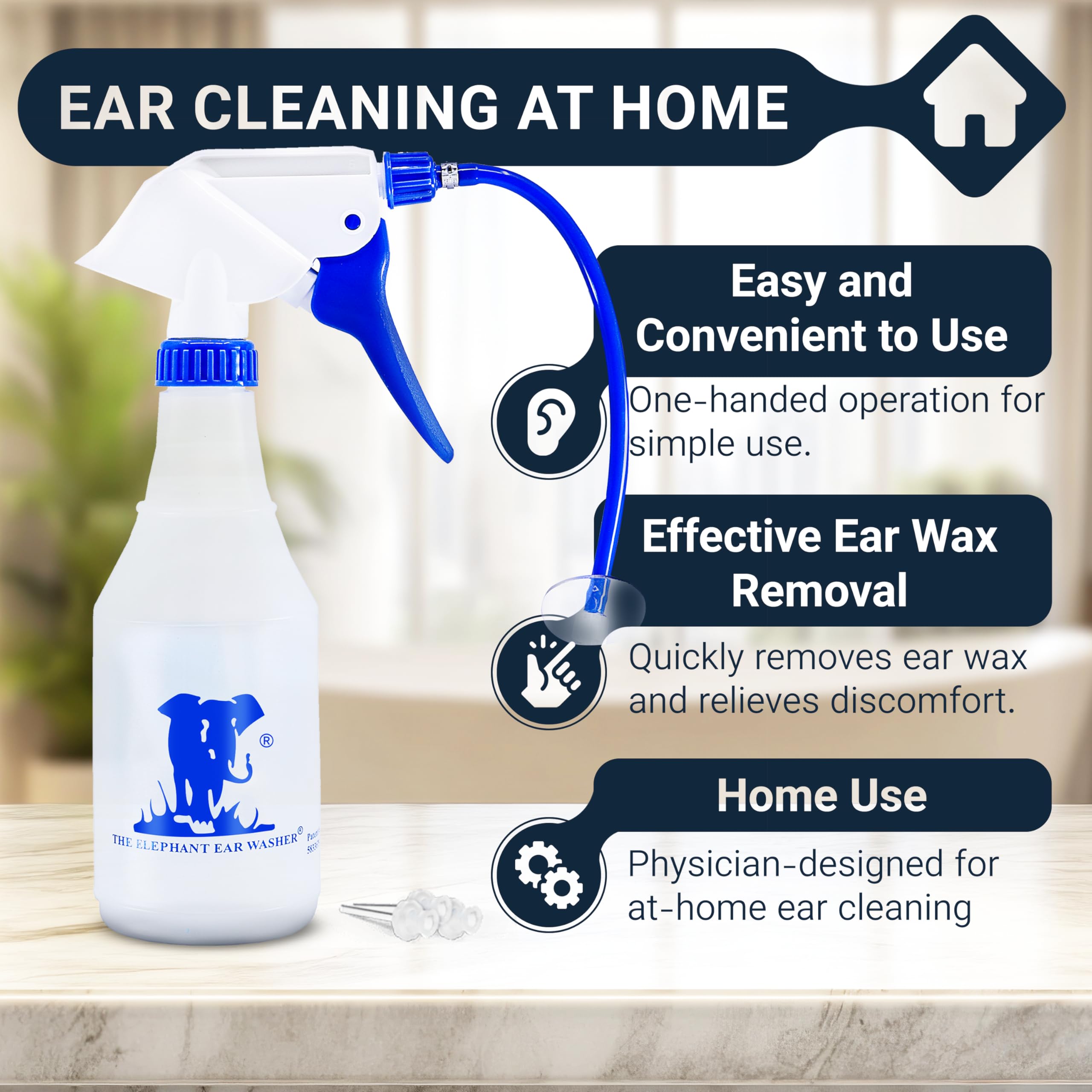 Doctor Easy Elephant Ear Washer with disposable tips ready for hygienic home cleaning