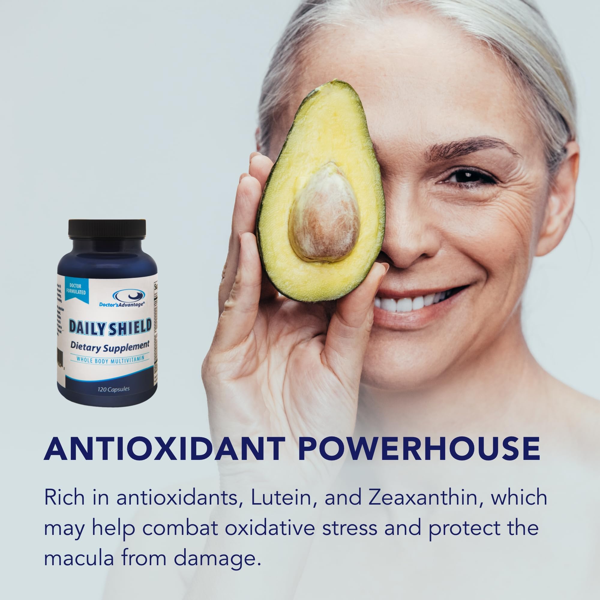 Doctor's Advantage Daily Shield with water suggests easy daily intake