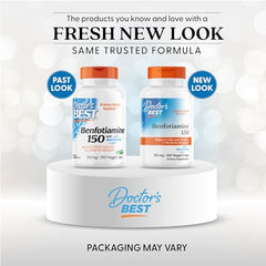 Doctor's Best Benfotiamine 150 capsules closeup showing veggie capsules for daily use