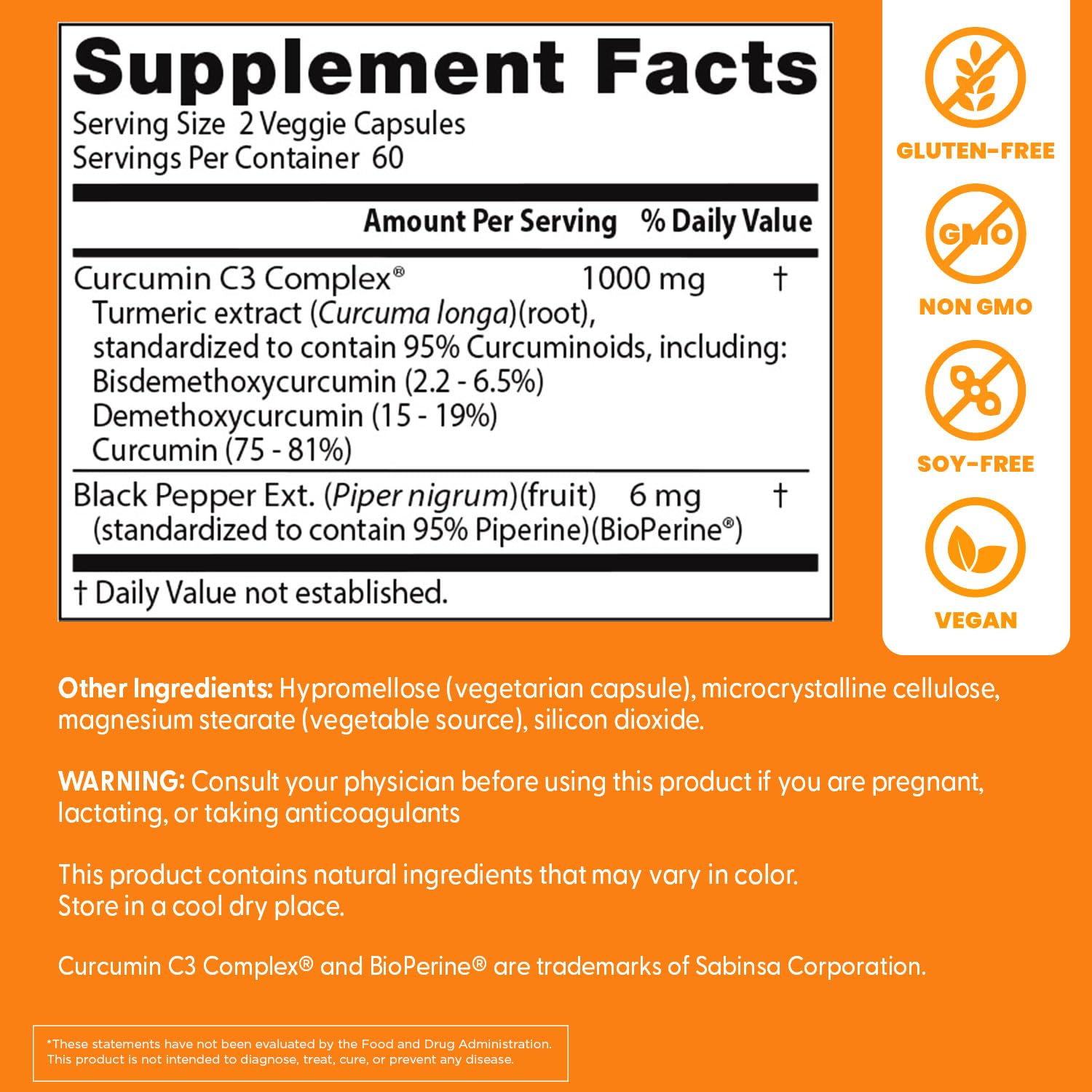 Doctor's Best BioPerine boosts absorption of turmeric extract