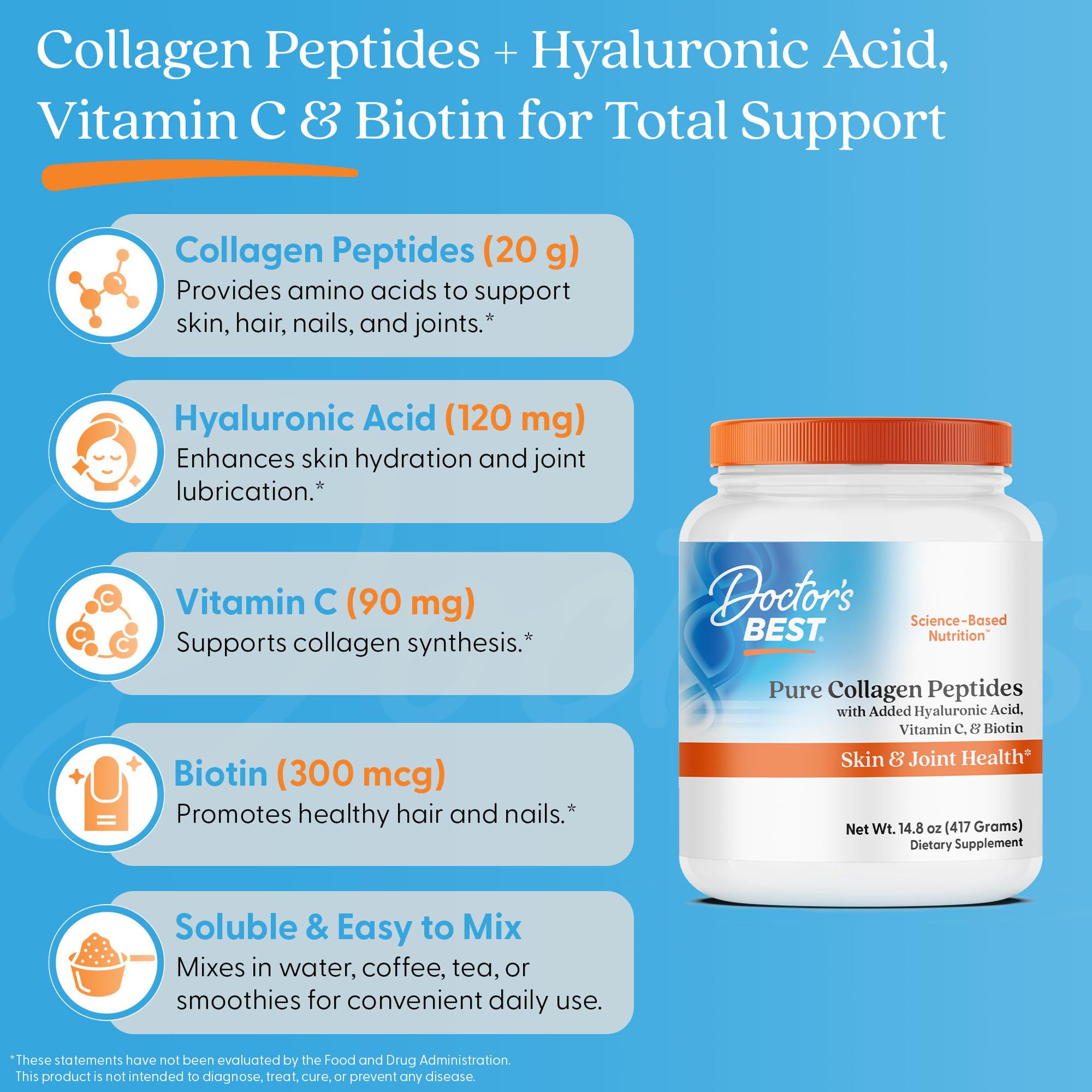 Doctor's Best BSE-free collagen types 1 and 3 bottle signals quality.