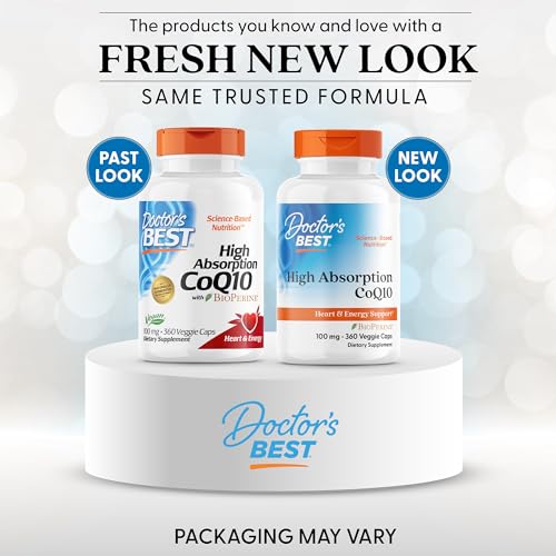 Doctor's Best CoQ10 bioperine ingredient panel close-up emphasizes absorption boost.