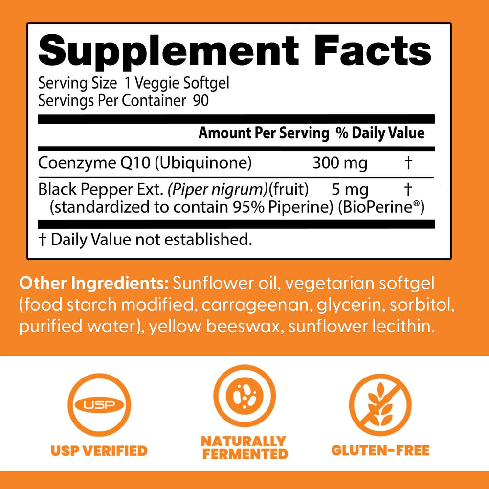Doctor's Best CoQ10 bottle packaging showing vegetarian, non-GMO features