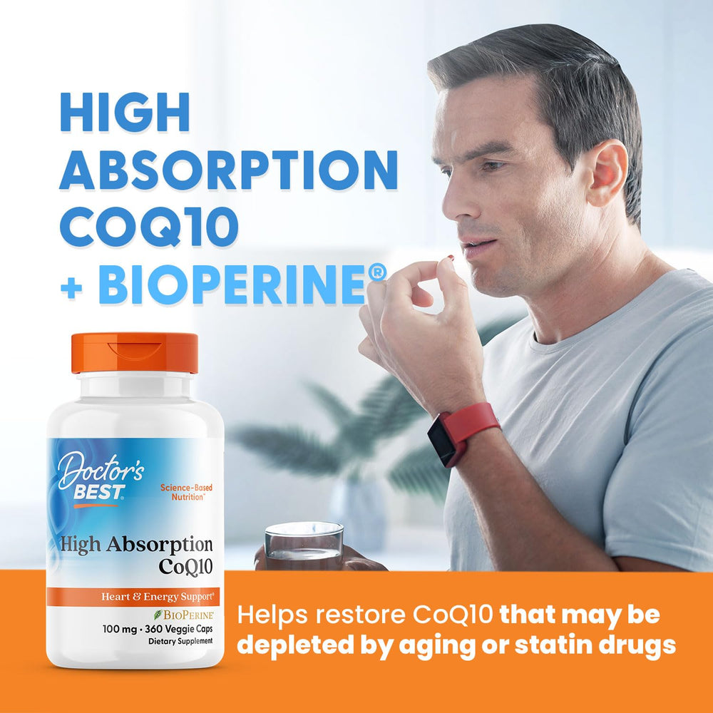 Doctor's Best CoQ10 non-GMO vegan gluten-free packaging front suggests a clean formula.