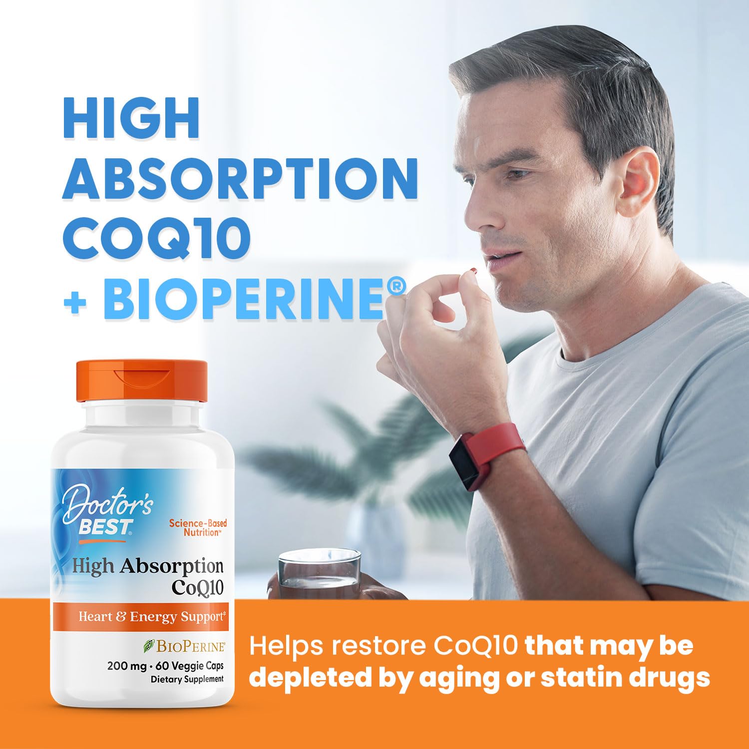 Doctor's Best CoQ10 nutrition facts panel close-up with 200 mg per serving